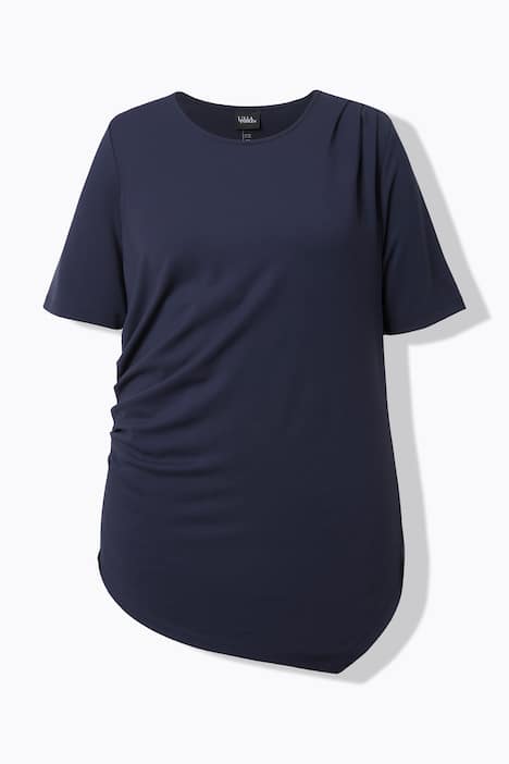 T-Shirt, drapiert, Rundhals, Halbarm, asymmetrisch
