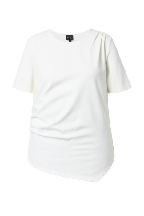 Tričko, řasení, kulatý výstřih, krátké rukávy, asymetrické