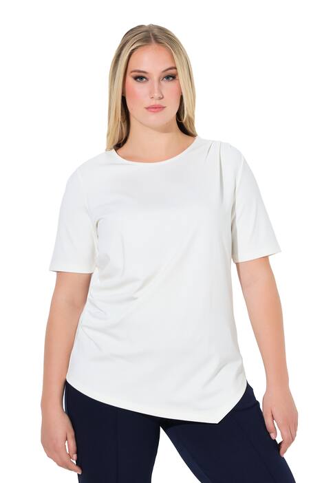 Tričko, řasení, kulatý výstřih, krátké rukávy, asymetrické