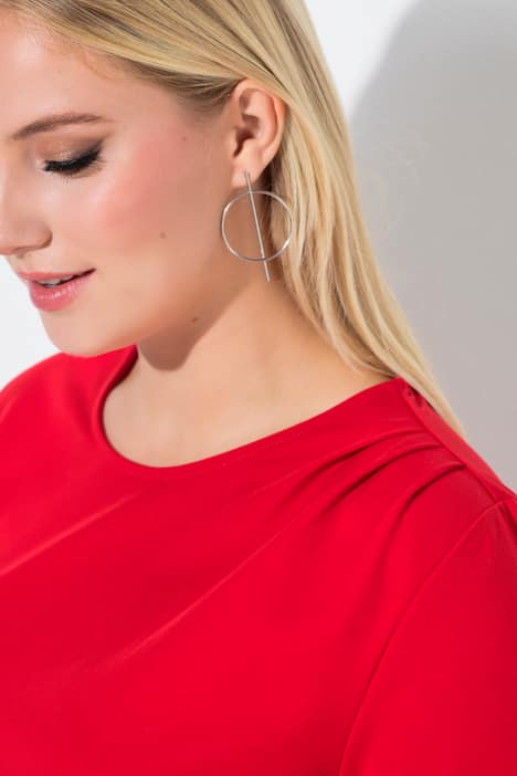 T-Shirt, drapiert, Rundhals, Halbarm, asymmetrisch