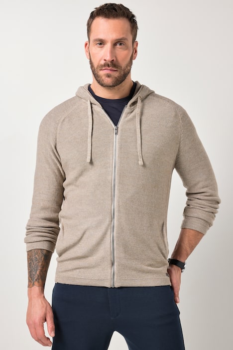 JP1880 Cardigan, hætte, lynlås, op til 7XL