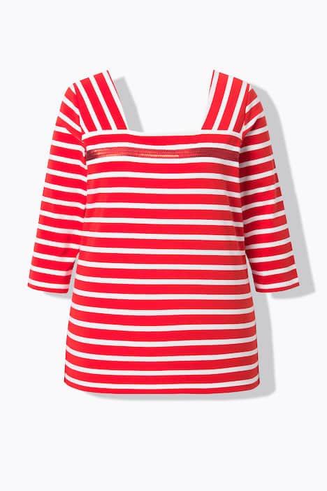 Bluzka, paski, cekiny, dekolt karo, rękaw 3/4