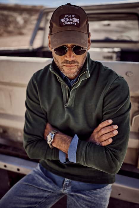 JP1880 Troyer, Sweat mit Struktur, Zippkragen, bis 8 XL