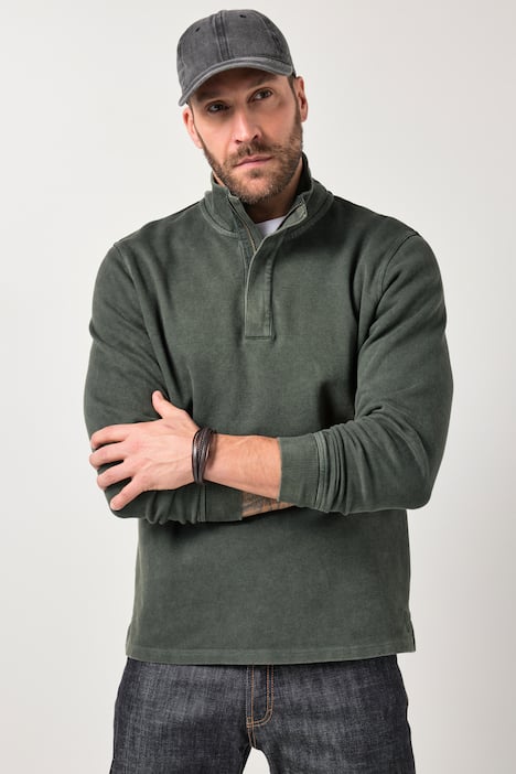 JP1880 Troyer, Sweat mit Struktur, Zippkragen, bis 8 XL
