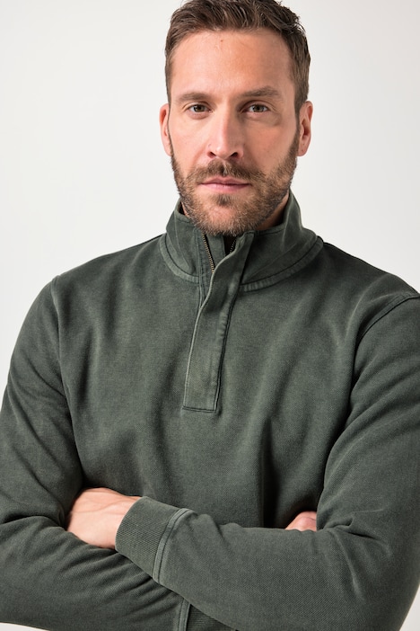 JP1880 Troyer, Sweat mit Struktur, Zippkragen, bis 8 XL
