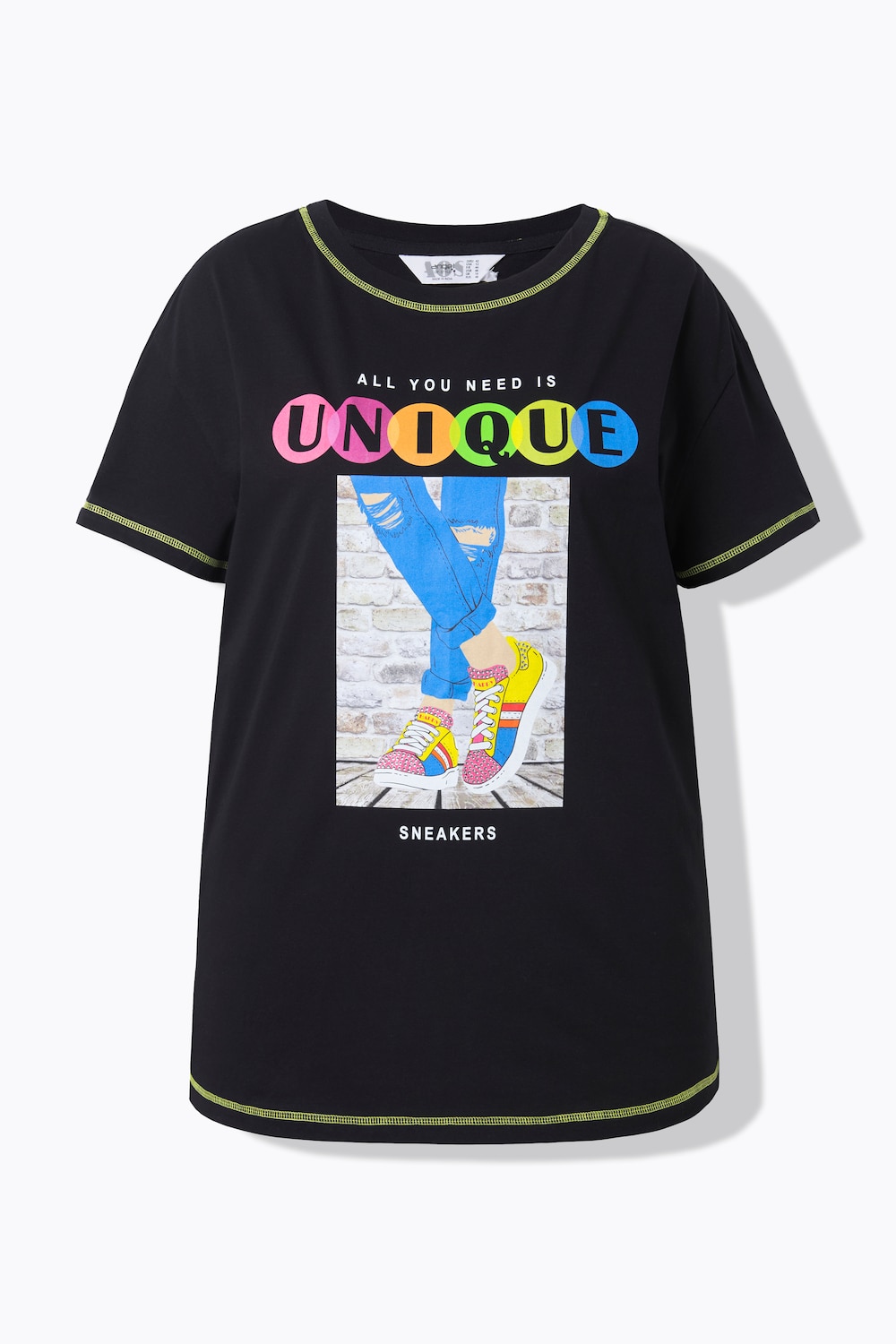 Stora storlekar T-shirt, Dam, svart, storlek: 44, Bomull, Angel of Style