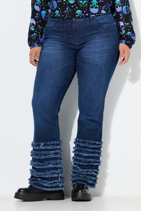 Bootcut jeans Lea, zoom met gerafelde randen, 5-pocket