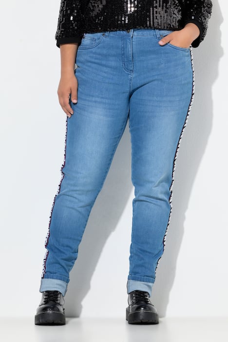 Mom-Jeans Lea, Wording-Seitenstreifen, 5-Pocket