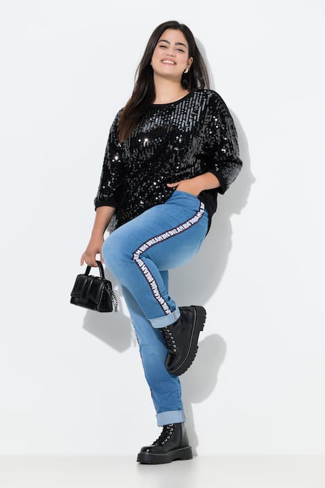Mom-Jeans Lea, Wording-Seitenstreifen, 5-Pocket