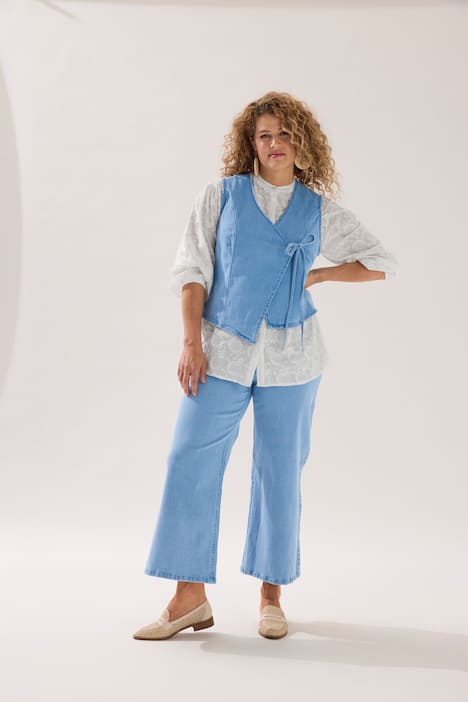 Gilet di jeans di cotone biologico con effetto incrociato e scollo a V