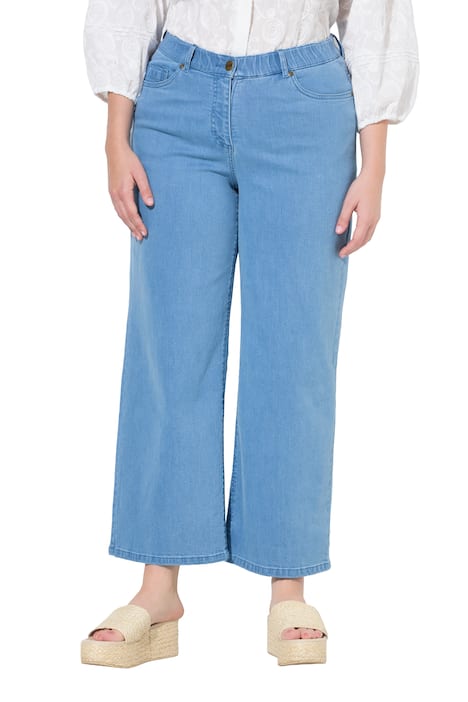 Džínové široké kalhoty, široké nohavice, elastický pas, biobavlna