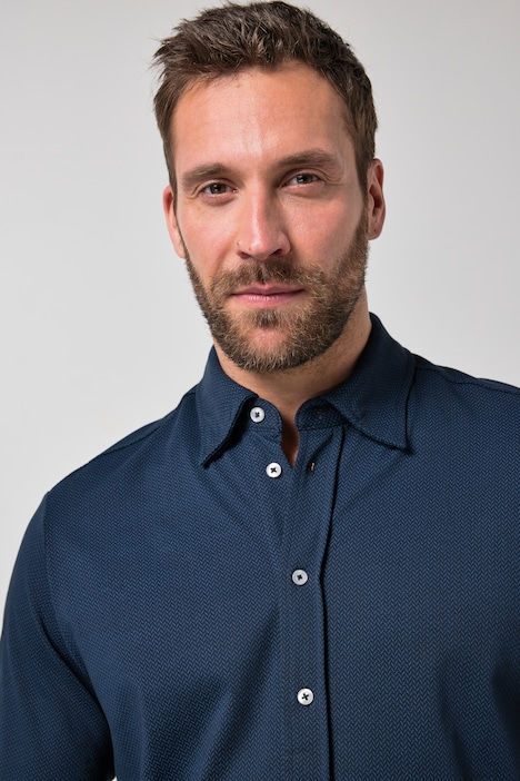 Jersey-Hemd, Halbarm, verdeckter Buttondown-Kragen, Alloverdruck, Modern Fit, bis 8 XL