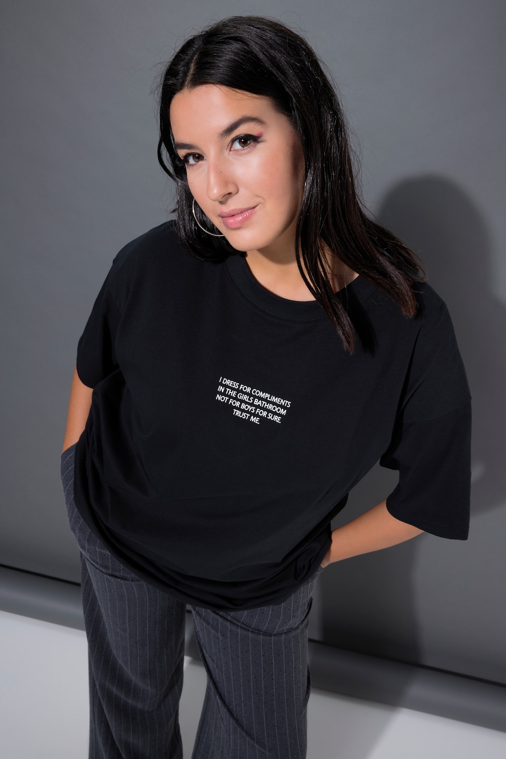 T-Shirt, oversized, Statement Print, Rückenpatch