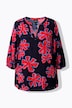 Tuniek, bloemen, A-lijn, ronde hals, 3/4-ballonmouwen