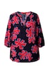 Tunika, květy, A střih, kulatý výstřih, 3/4 balónové rukávy