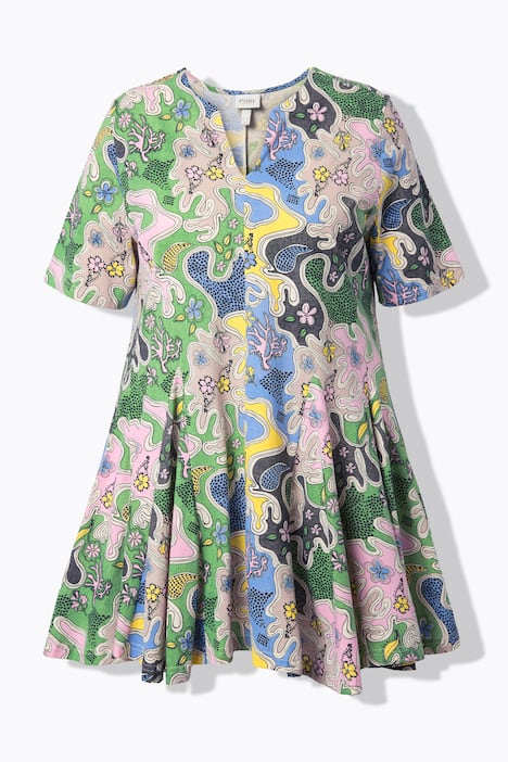 T-shirt, krój trapezowy, dekolt tunikowy, rękaw 1/2, bawełna organiczna