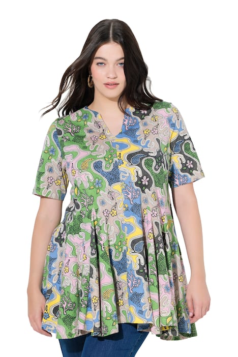 Tričko, A střih, tunikový výstřih, krátké rukávy, biobavlna