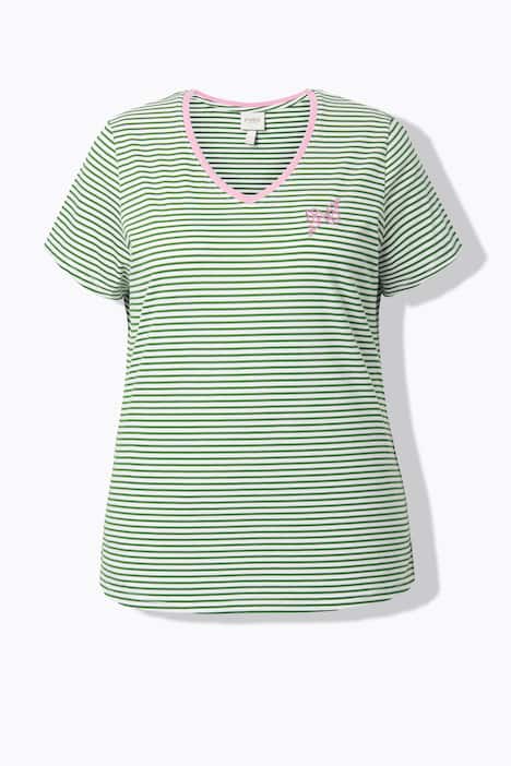 T-shirt, strepen, V-hals, korte mouwen, biologisch katoen