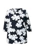 Tričko, květy, A střih, kulatý výstřih, rozparek, 3/4 rukávy