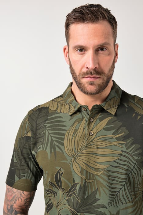 JP1880 Poloshirt, Piqué, Alloverprint, Halbarm, bis 8 XL