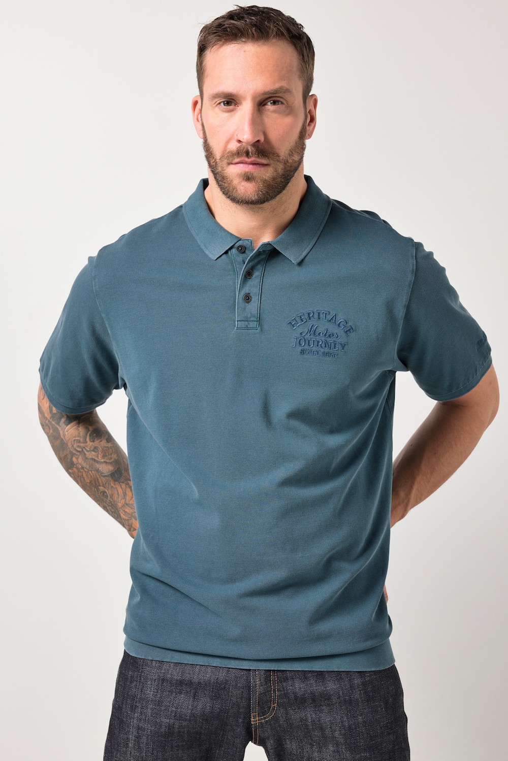 JP1880 Poloshirt, Halbarm, Bauchfit, Piqué, Vintage, XXL bis 8 XL
