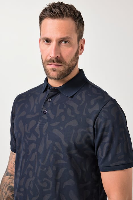 JP1880 Poloshirt, Piqué, Alloverprint, Halbarm, bis 8 XL