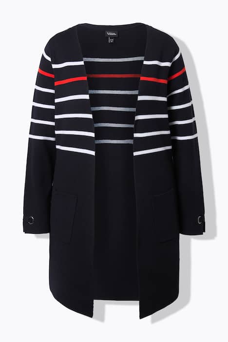 Lang vest, strepen, V-hals, lange mouwen