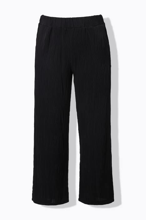 Broek, wijde pijpen, structuur, elastische tailleband