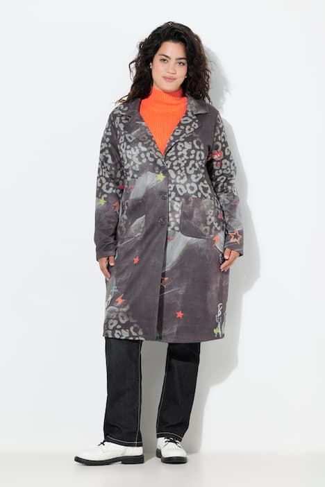 Lange blazer, comfortabele pasvorm, patchprint