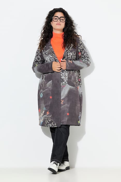 Lange blazer, comfortabele pasvorm, patchprint