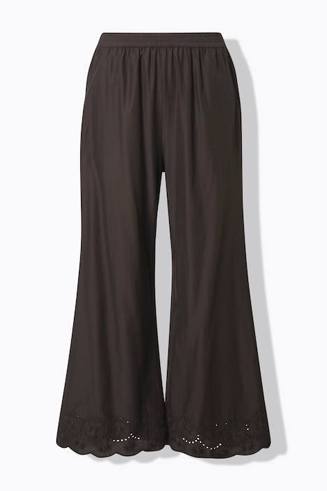 Wijde broek van biologisch katoen met opengewerkte borduursels