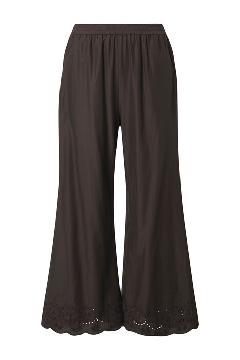 Kalhoty, dírkovaná výšivka, široké nohavice, bio-bavlna