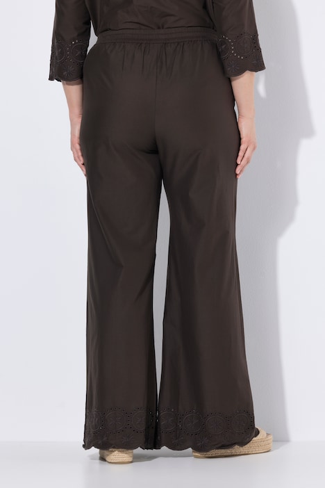 Wijde broek van biologisch katoen met opengewerkte borduursels