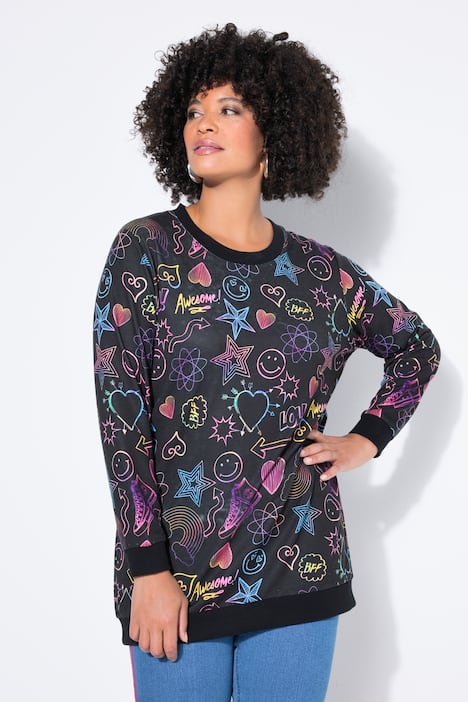 Sweatshirt, bequeme Passform, Comic-Muster