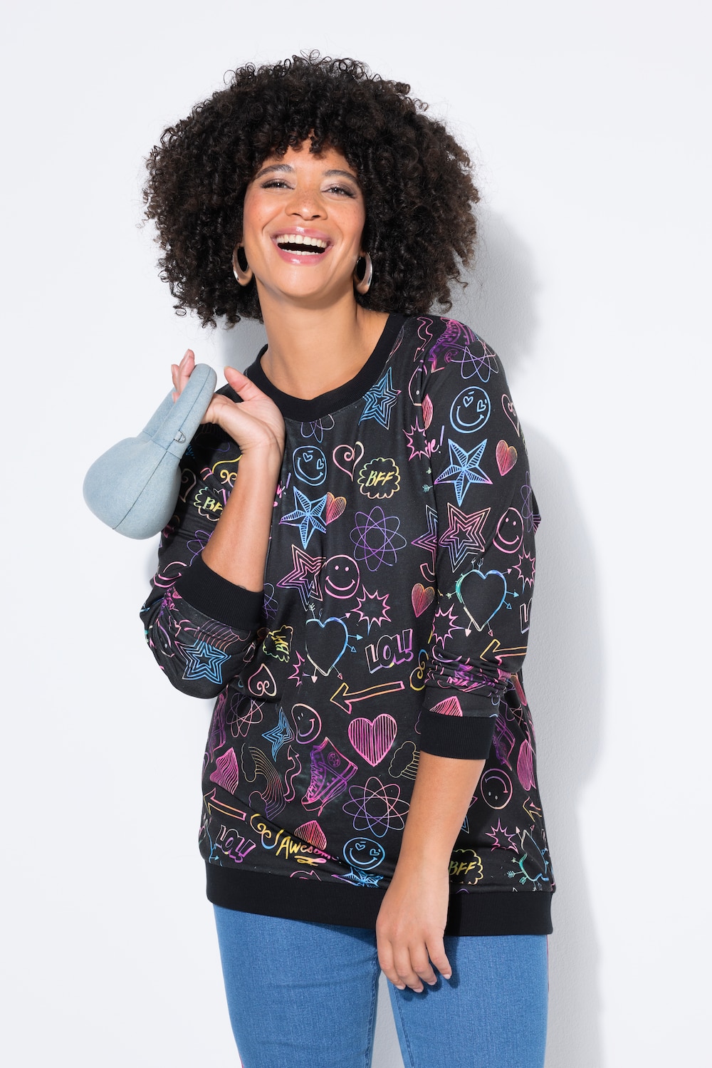Sweatshirt, bequeme Passform, Comic-Muster