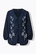 Giacca leggera dal taglio svasato con ricami, scollo a V e maniche a palloncino