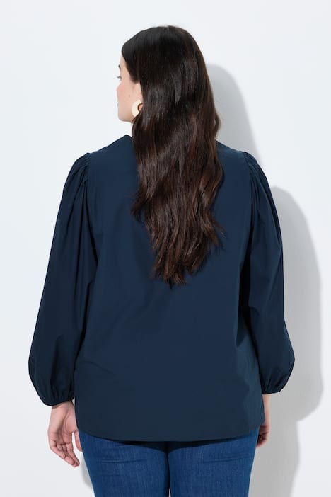 Giacca leggera dal taglio svasato con ricami, scollo a V e maniche a palloncino