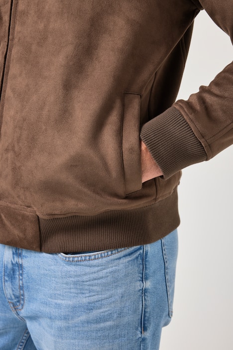 Żakiet welurowy JP1880, outdoor, imitacja skóry, zamek, do rozm. 7 XL