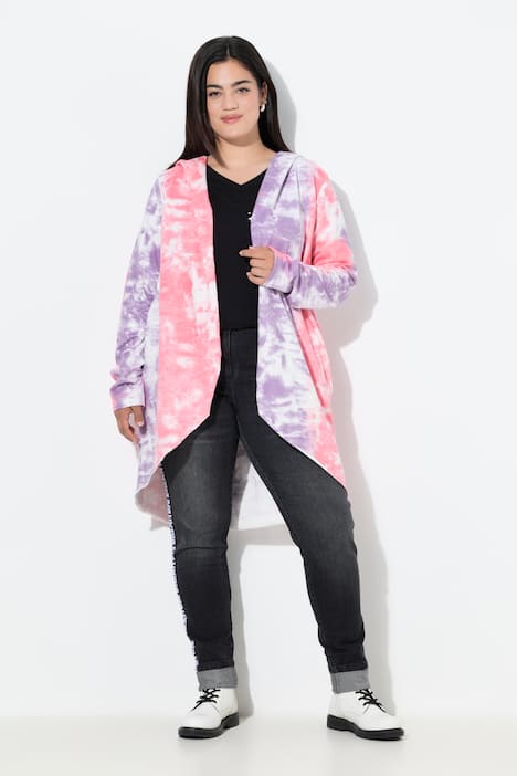 Sweatjacke, offen, Batik, HAPPY auf dem Rücken