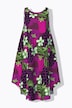 Sukienka midi, kwiaty, krój trapezowy, okrągły dekolt, bez rękawów
