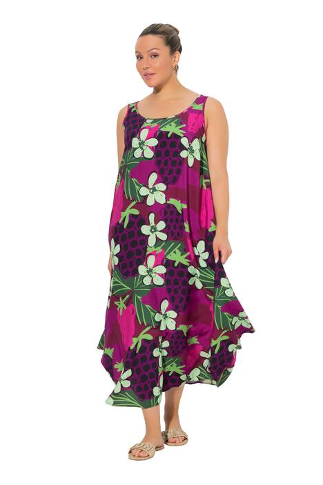 Midi šaty, květy, A střih, kulatý výstřih, bez rukávů