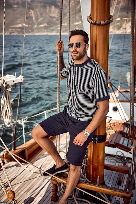 T-Shirt Bauchfit, Ringel, Halbarm, bis 8 XL