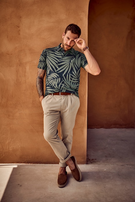 poloshirt, korte mouwen, bloemprint, tot 8XL