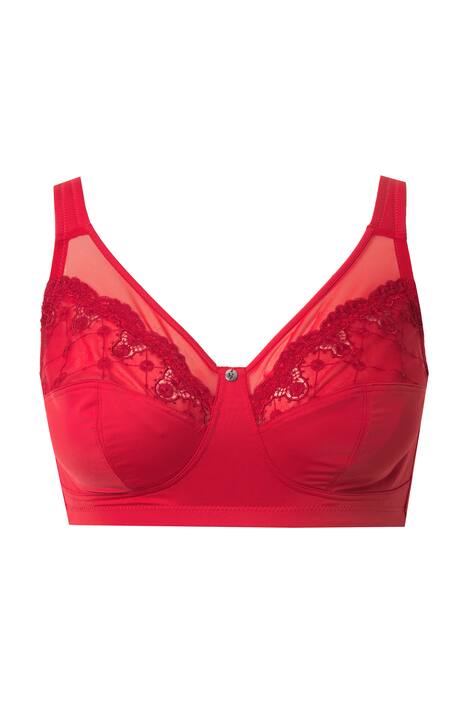 Podpůrná podprsenka, bez ramínek, krajka, košíčky C–F