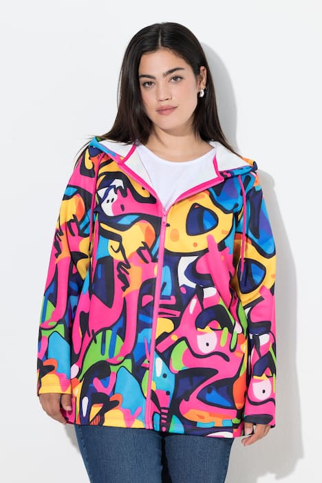 Hoodie-Jacke, Sweat, Alloverdruck, Kapuze