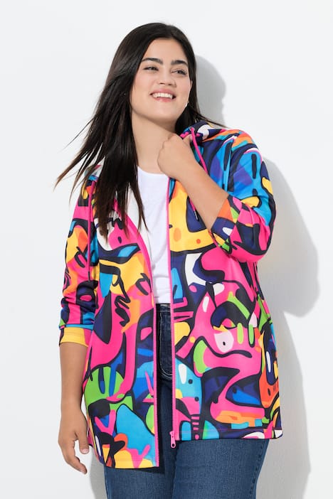 Hoodie-Jacke, Sweat, Alloverdruck, Kapuze