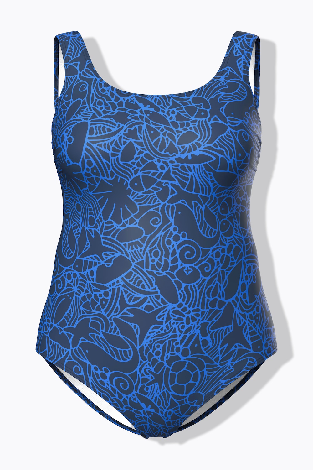 Stora storlekar Baddräkt, Dam, blå, storlek: 42/44, Polyester/Syntetfibrer/Elastan, Ulla Popken