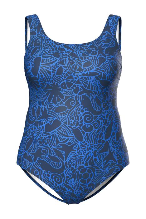 Plavky, podmořksý vzor, kulatý výstřih, bez měkkých košíčků