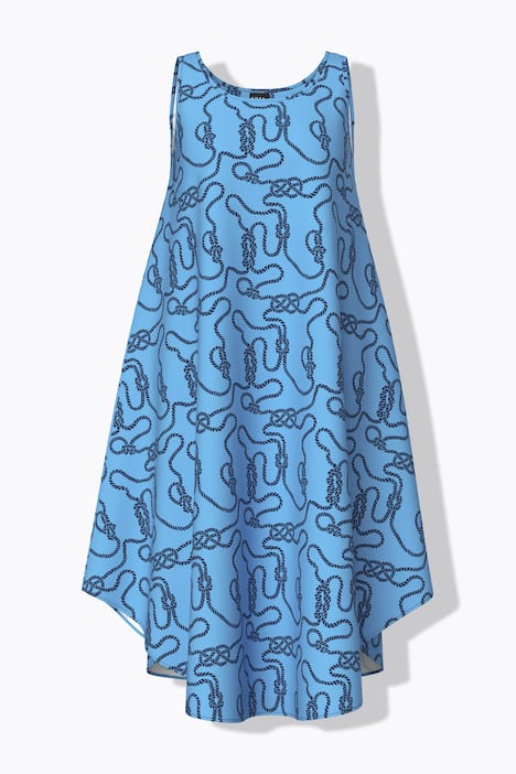 Robe midi motif nœuds marins, décolleté rond, modèle sans manches et coupe évasée