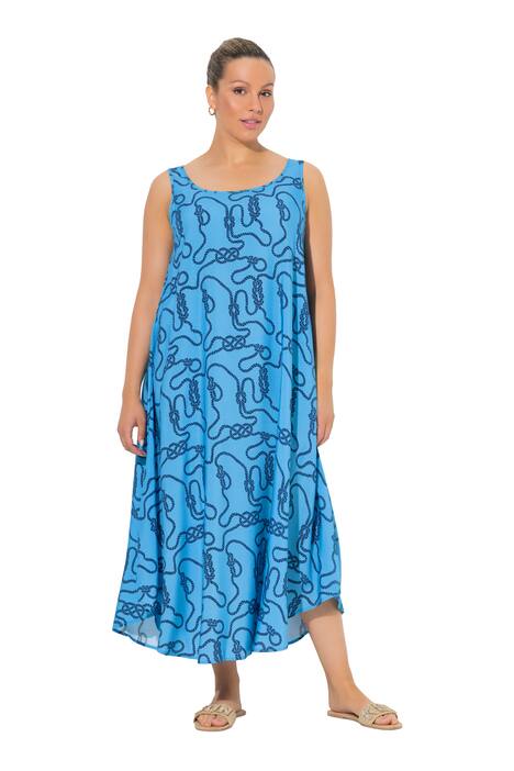 Midi šaty, vzor uzlů, A střih, kulatý výstřih, bez rukávů